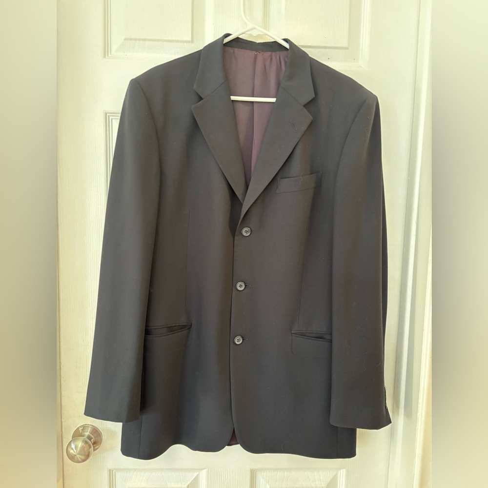 Men's 100% Wool Blazer Jacket Classic Tailored Sport Coat Dark Gray Lined‎